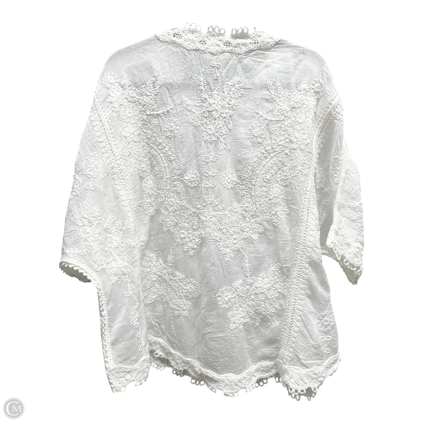 Blouse Short Sleeve By Pol In White, Size: Osfm