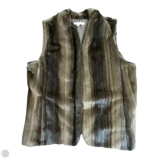Vest Faux Fur & Sherpa By Chicos In Brown, Size: Xl