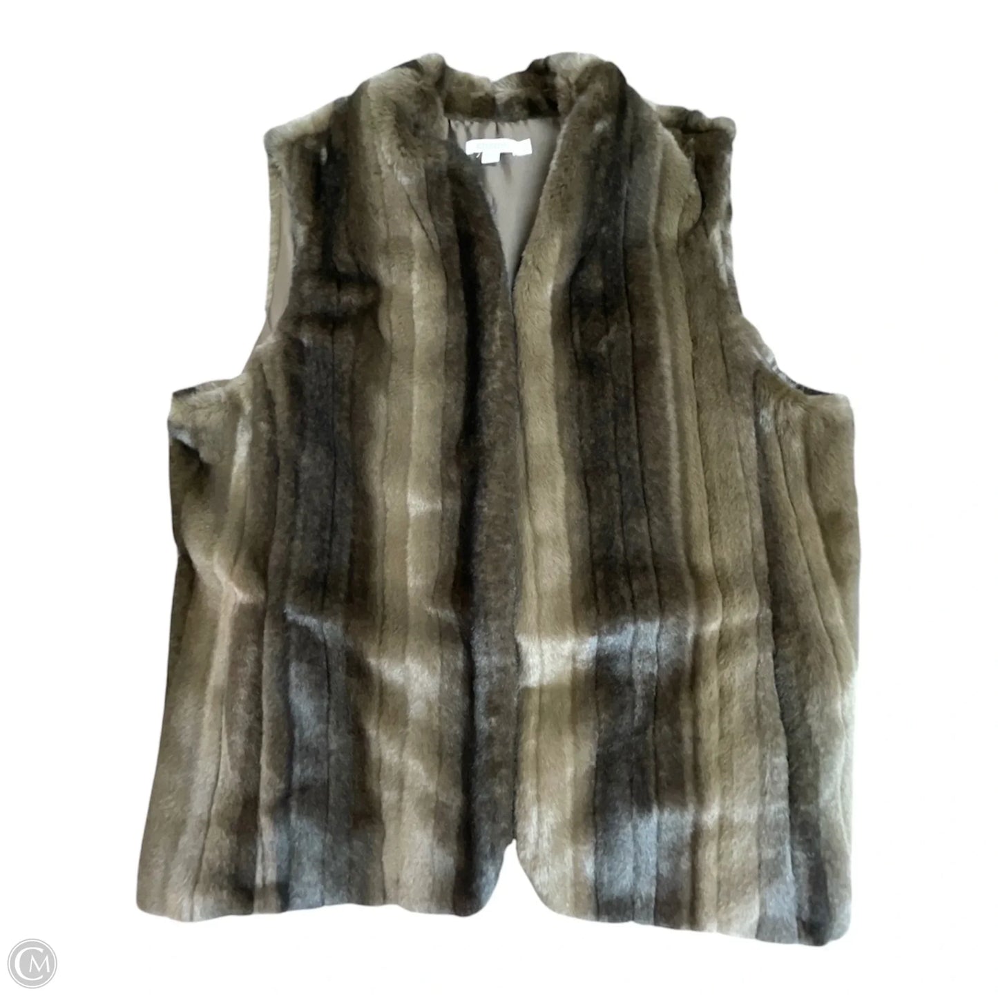 Vest Faux Fur & Sherpa By Chicos In Brown, Size: Xl