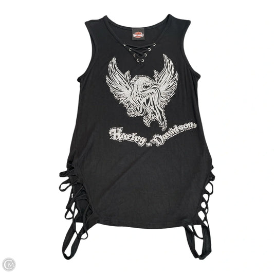Top Sleeveless By Harley Davidson In Black & Silver, Size: S