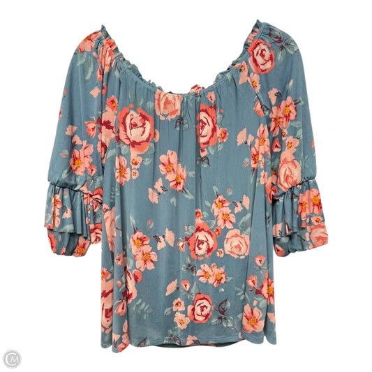 Top 3/4 Sleeve By Democracy In Floral Print, Size: M