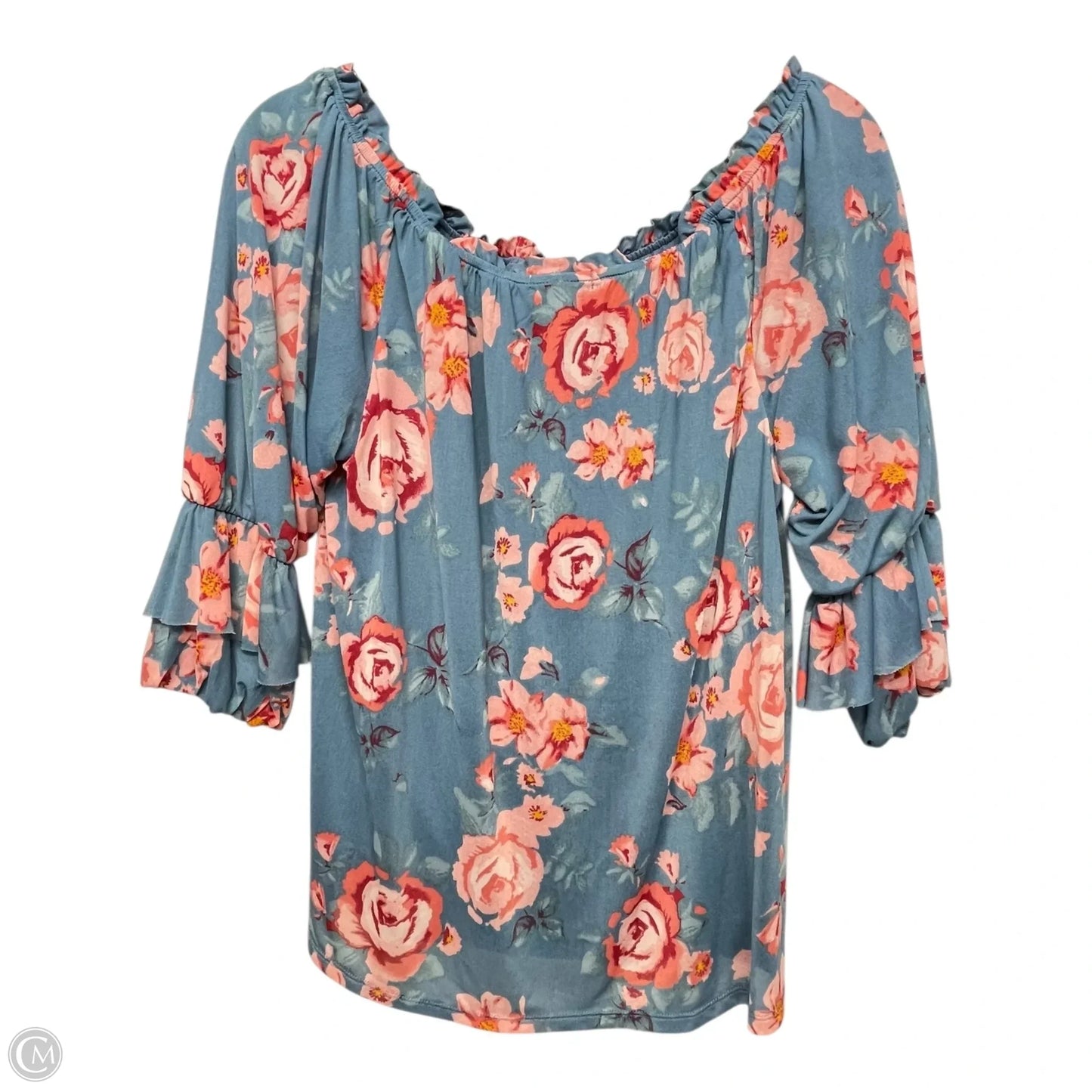 Top 3/4 Sleeve By Democracy In Floral Print, Size: M