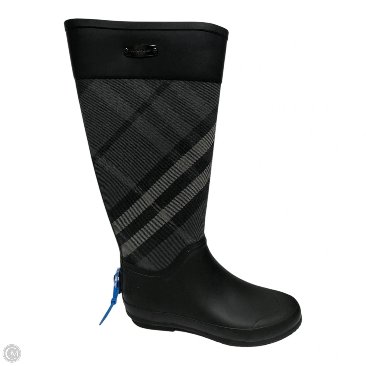 Boots Luxury Designer By Burberry In Plaid Pattern, Size: 6.5