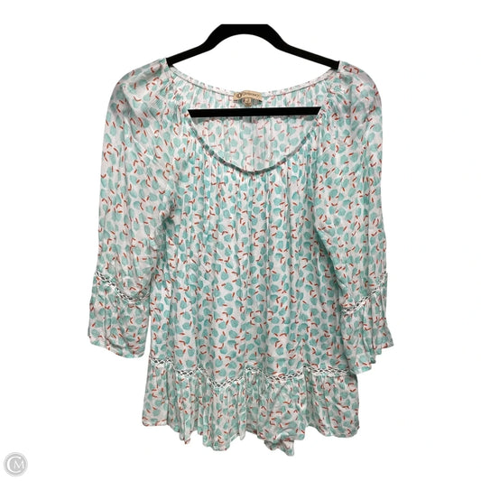 Top 3/4 Sleeve By Democracy In Blue & Orange, Size: S