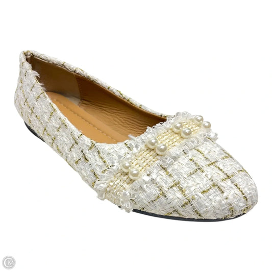 Shoes Flats By sifayf In Gold & White, Size: 7.5