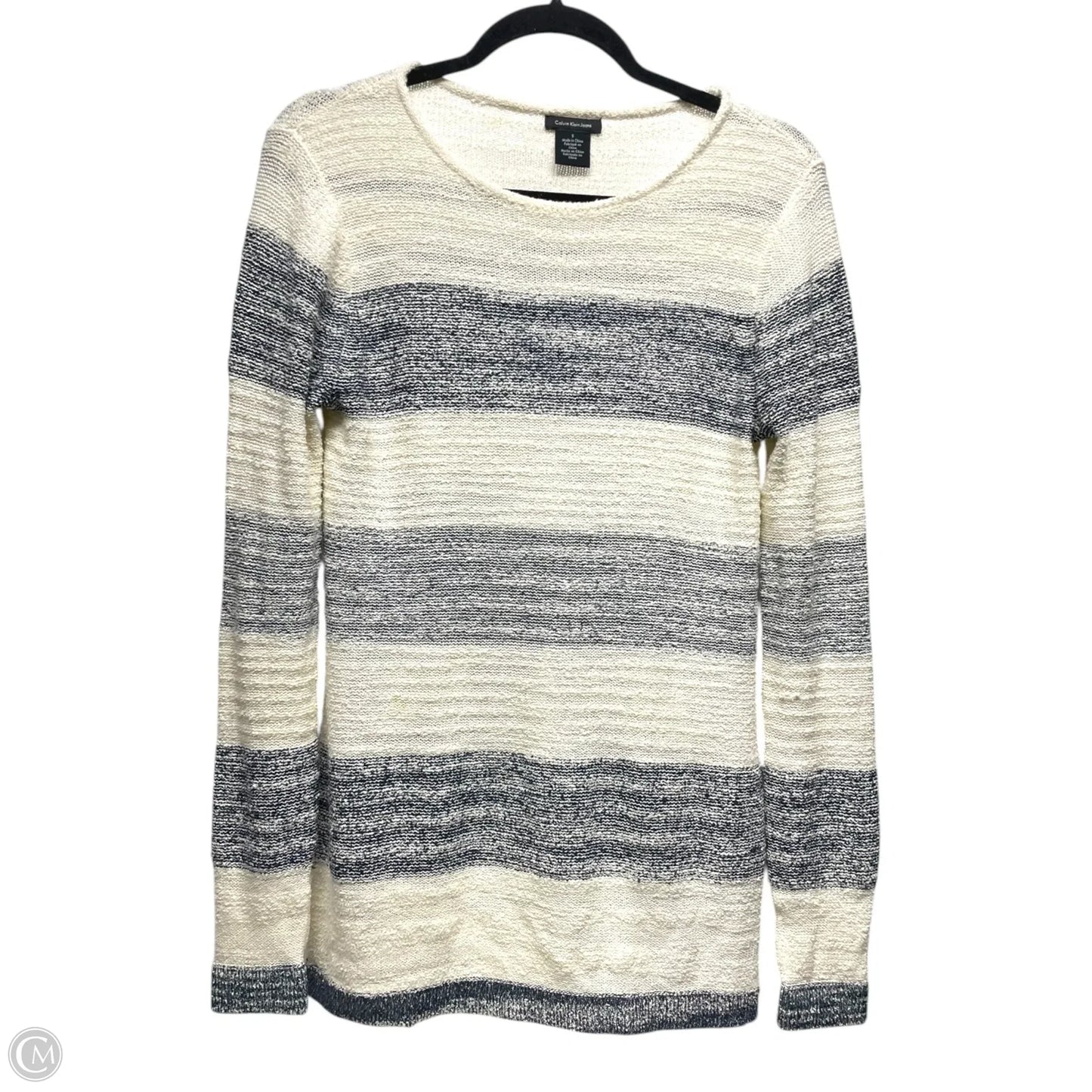 Sweater By Calvin Klein In Blue & White, Size: S