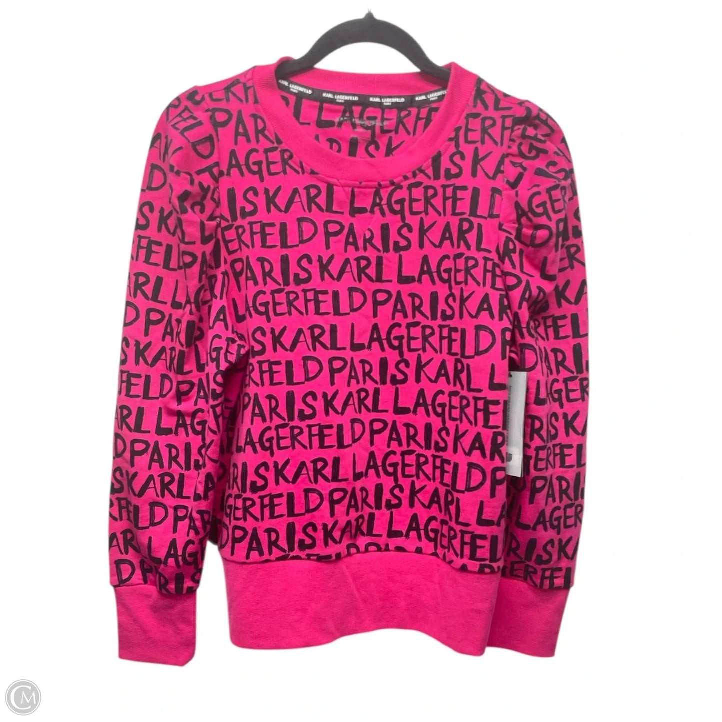 Sweater Designer By Karl Lagerfeld In Black & Pink, Size: M