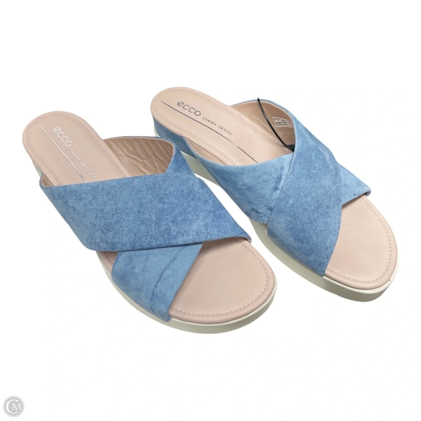 Sandals Heels Wedge By Ecco In Blue & White, Size: 7