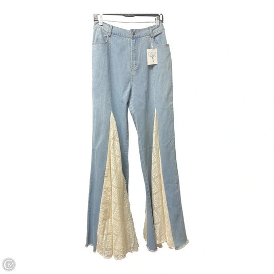 Jeans Wide Leg By WISTERIA LANE In Blue & White, Size: L