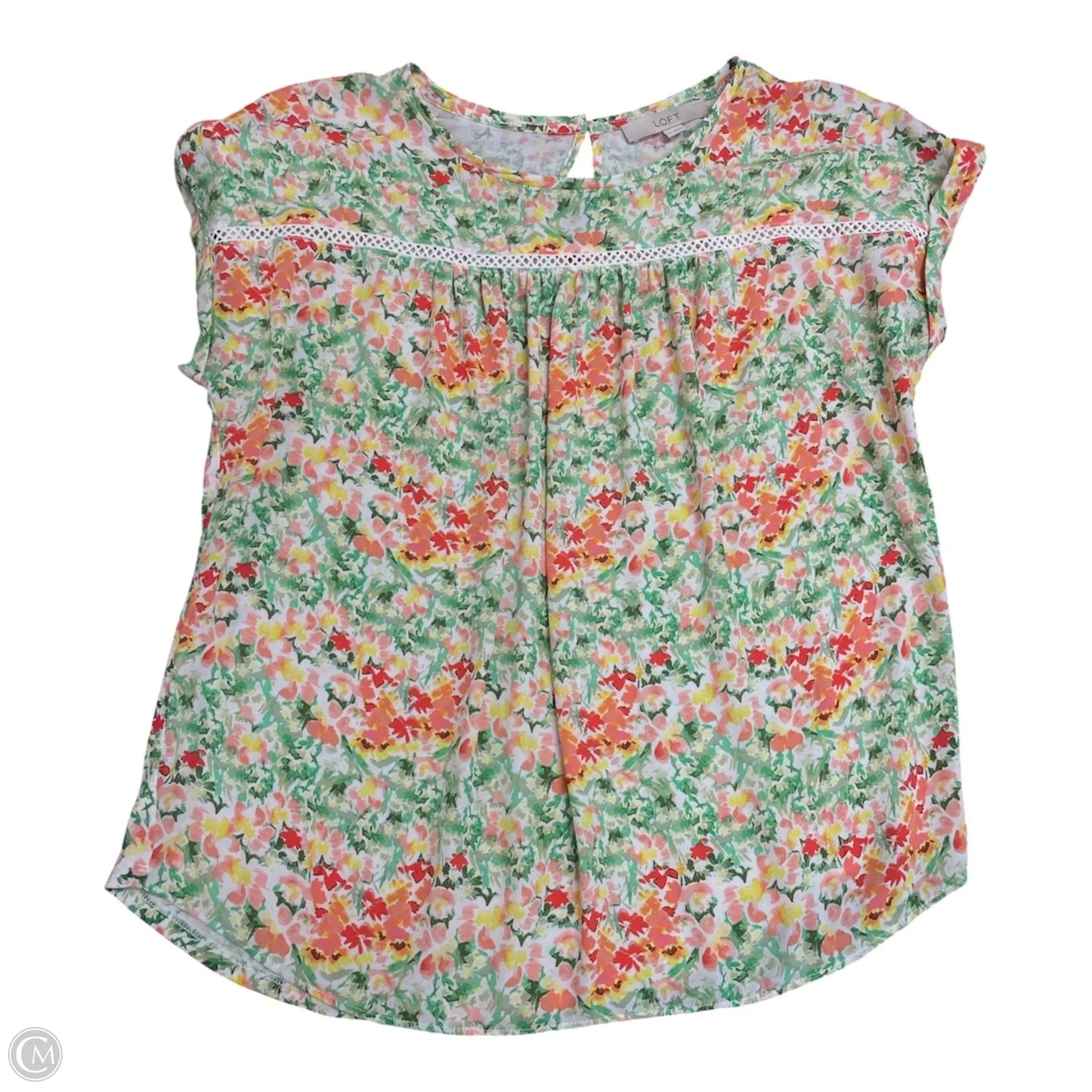 Top Short Sleeve By Loft In Floral Print, Size: M