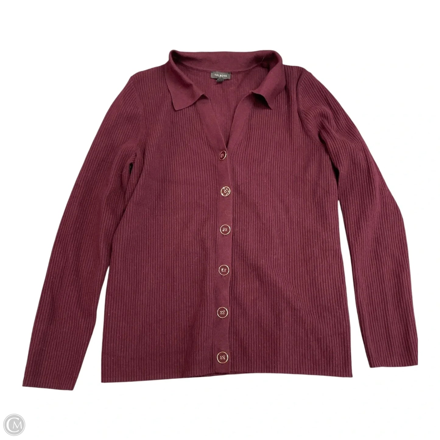 Sweater Cardigan By Talbots In Maroon, Size: M