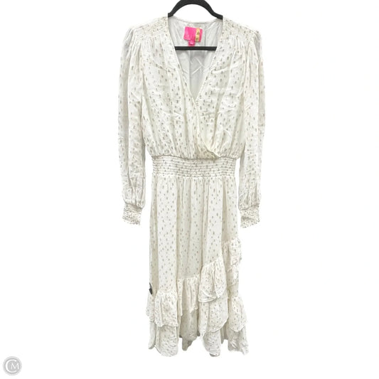 Dress Designer By Lilly Pulitzer In Gold & White, Size: 8