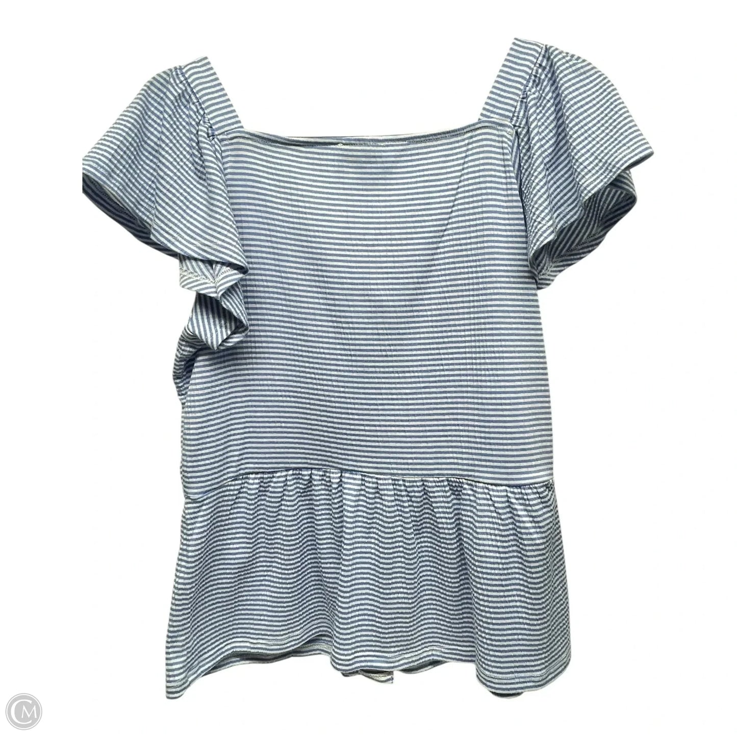 Top Short Sleeve By Cece In Blue & White, Size: S