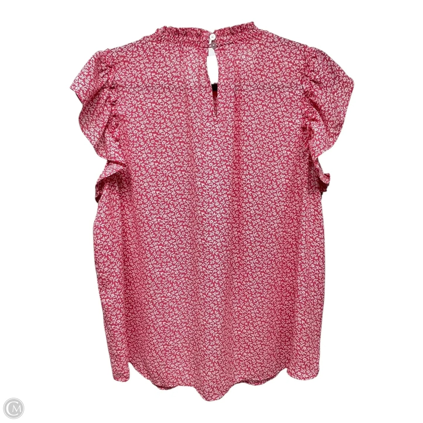 Top Short Sleeve By Loft In Pink & White, Size: Xl