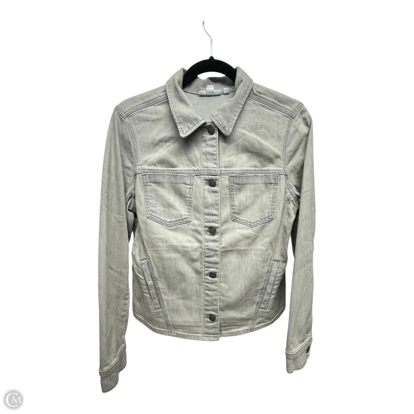 Jacket Denim By Chicos In Grey, Size: M