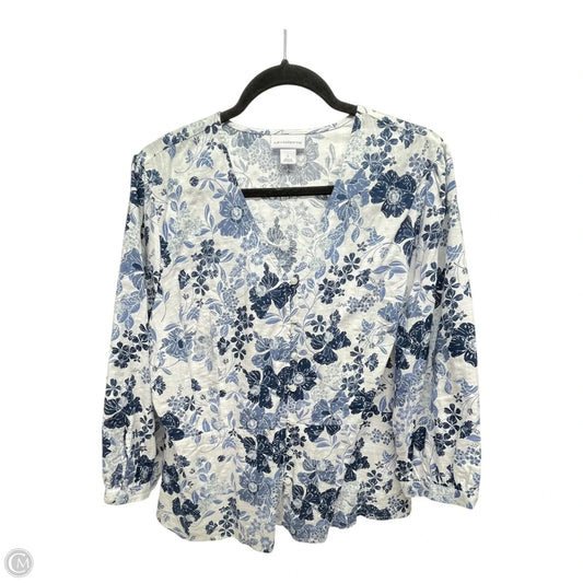 Top Short Sleeve By Liz Claiborne In Floral Print, Size: L