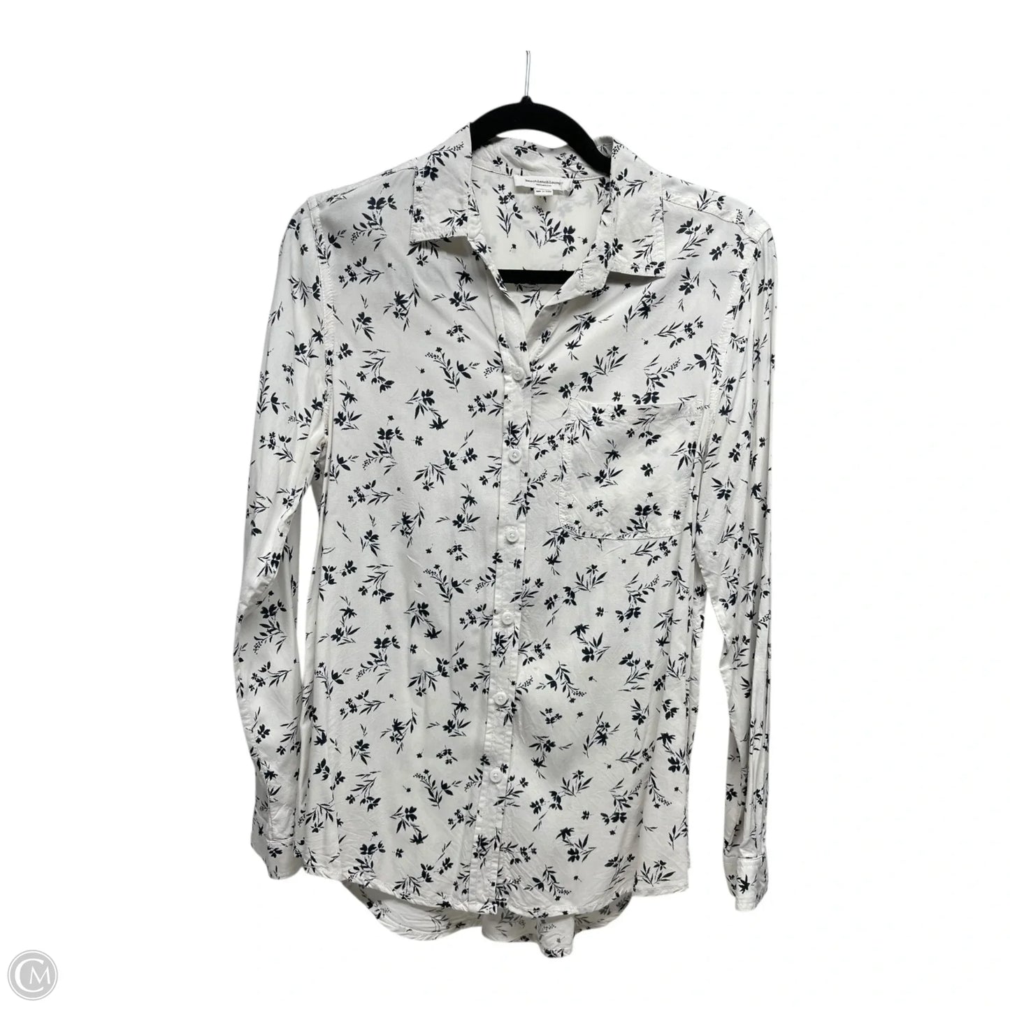 Top Long Sleeve By Beachlunchlounge In Black & White, Size: M