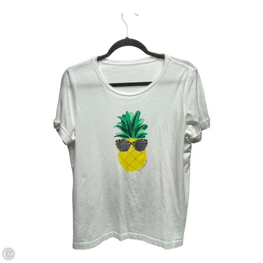 Top Short Sleeve Designer By Kate Spade In White & Yellow, Size: M