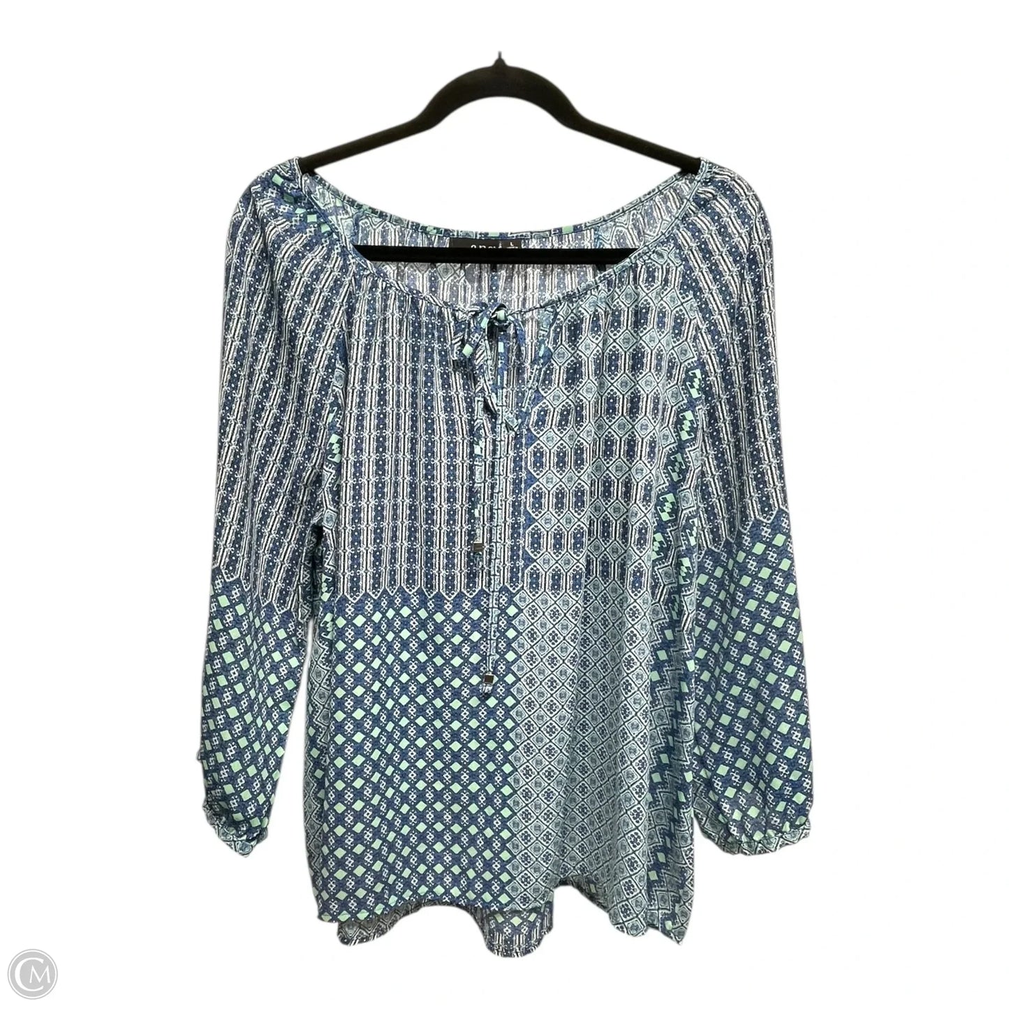 Top Long Sleeve By Ana In Blue & Green, Size: L
