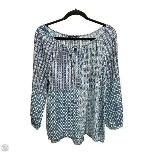 Top Long Sleeve By Ana In Blue & Green, Size: L