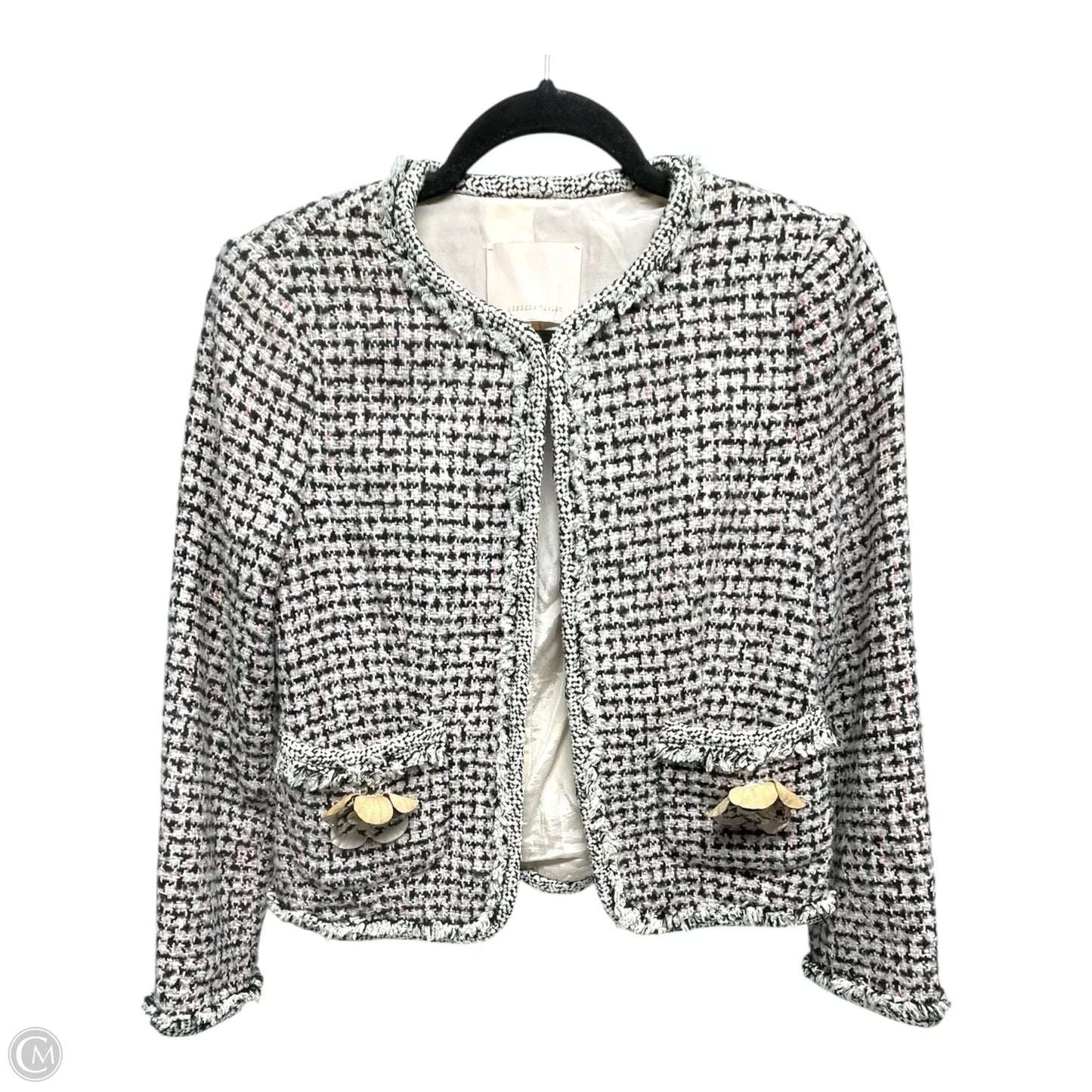 Blazer By Rebecca Taylor In Black & Pink, Size: S