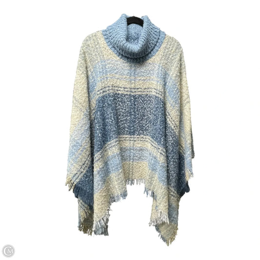 Poncho By Simply Noelle In Blue & Cream, Size: Osfm