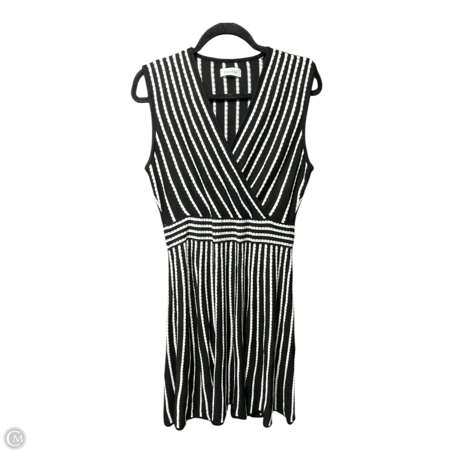 Dress Sweater By Calvin Klein In Black & White, Size: M