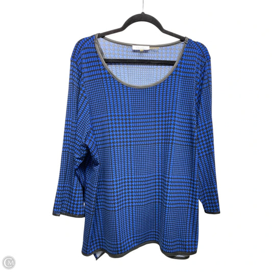 Top Long Sleeve By Calvin Klein In Black & Blue, Size: 1x