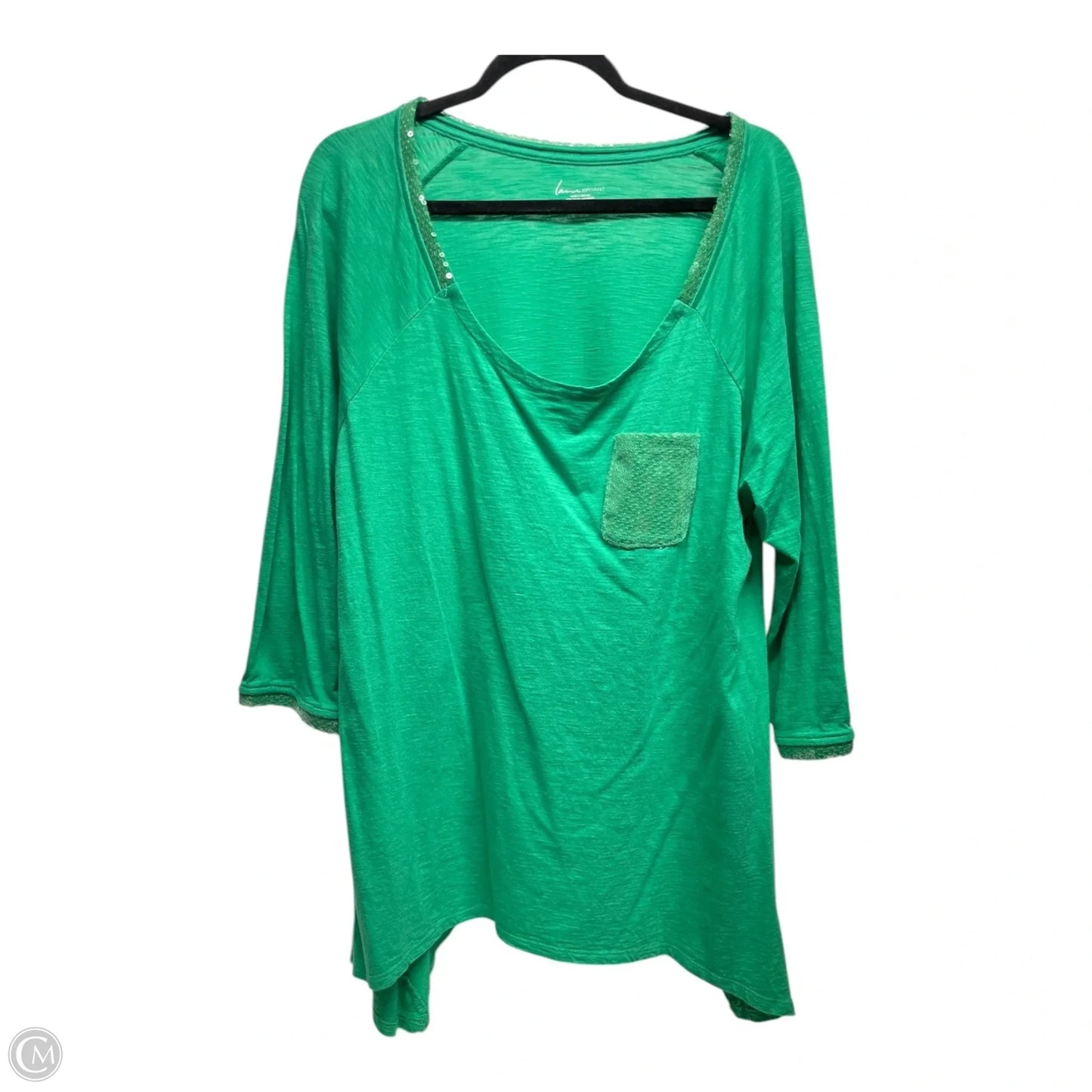 Top 3/4 Sleeve By Lane Bryant In Green, Size: 2x