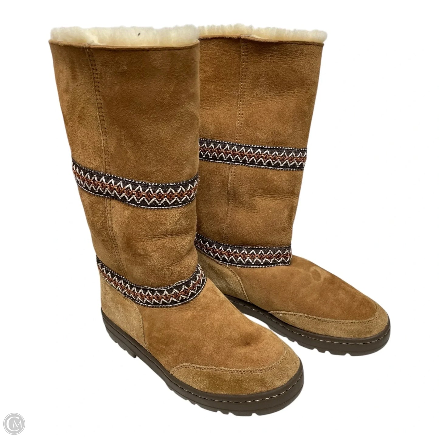 Boots Designer By Ugg In Brown, Size: 7