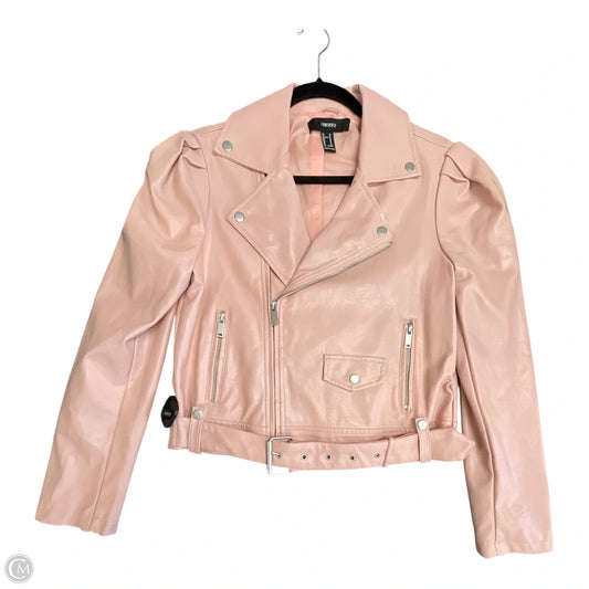 Jacket Moto Leather By Forever 21 In Pink, Size: M