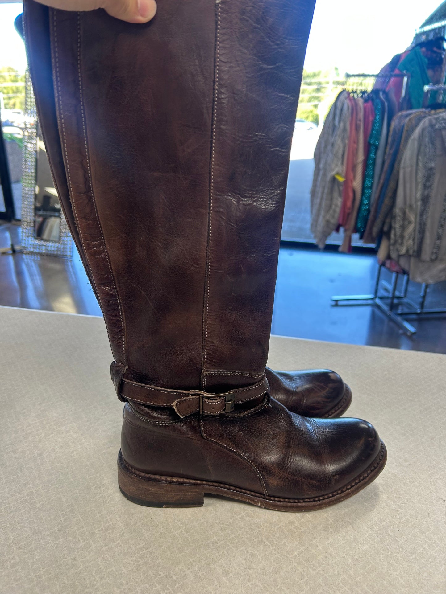 Boots Knee Flats By Bed Stu In Brown, Size:6.5