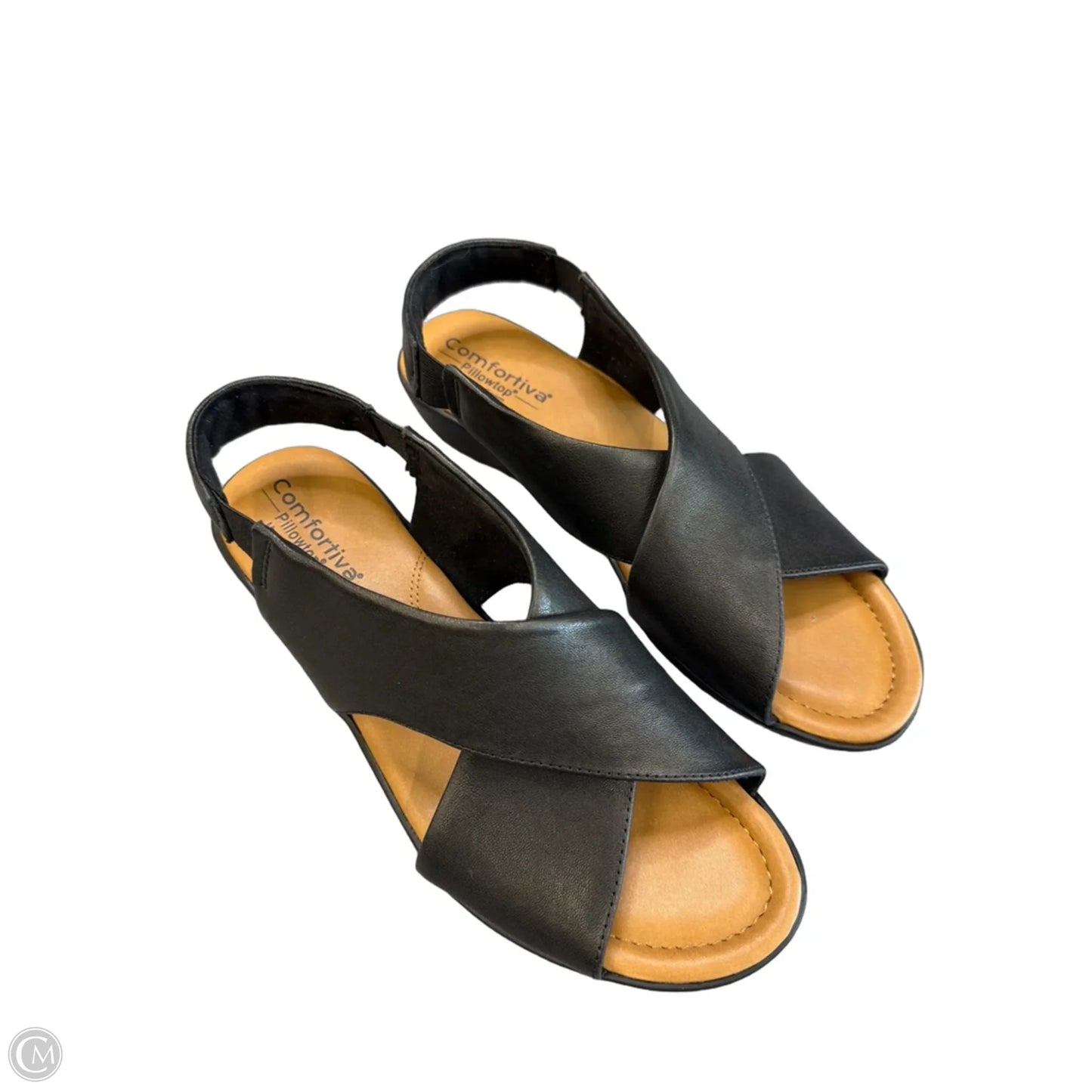 Sandals Heels Wedge By Comfortiva In Black, Size: 8.5