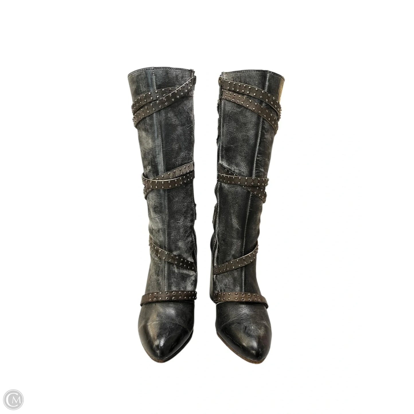 Boots Mid-calf Heels By Freebird In Grey, Size: 6
