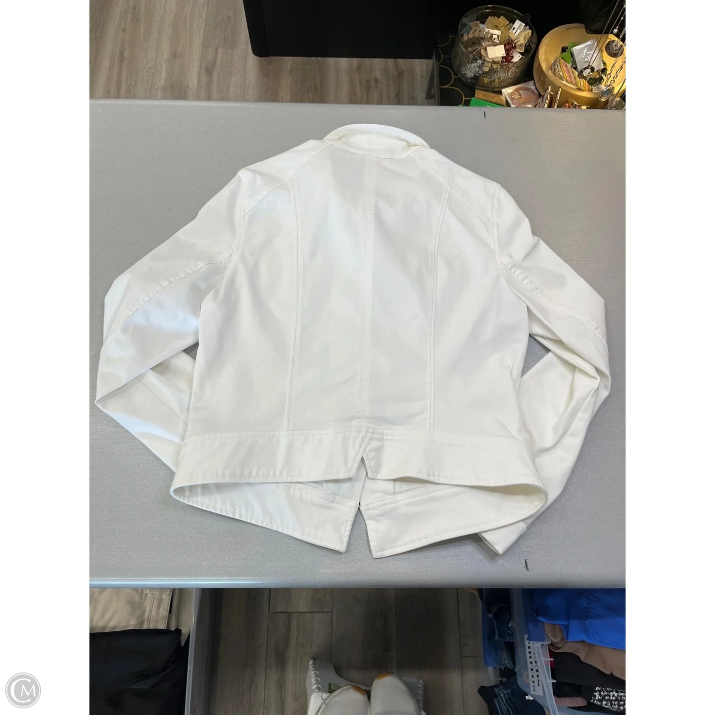 Jacket Denim By White House Black Market In White, Size: L
