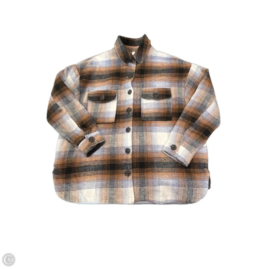 Jacket Shirt By Elan In Plaid Pattern, Size: S