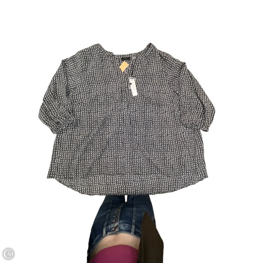 Top 3/4 Sleeve By Tahari In Black & White, Size: 3x