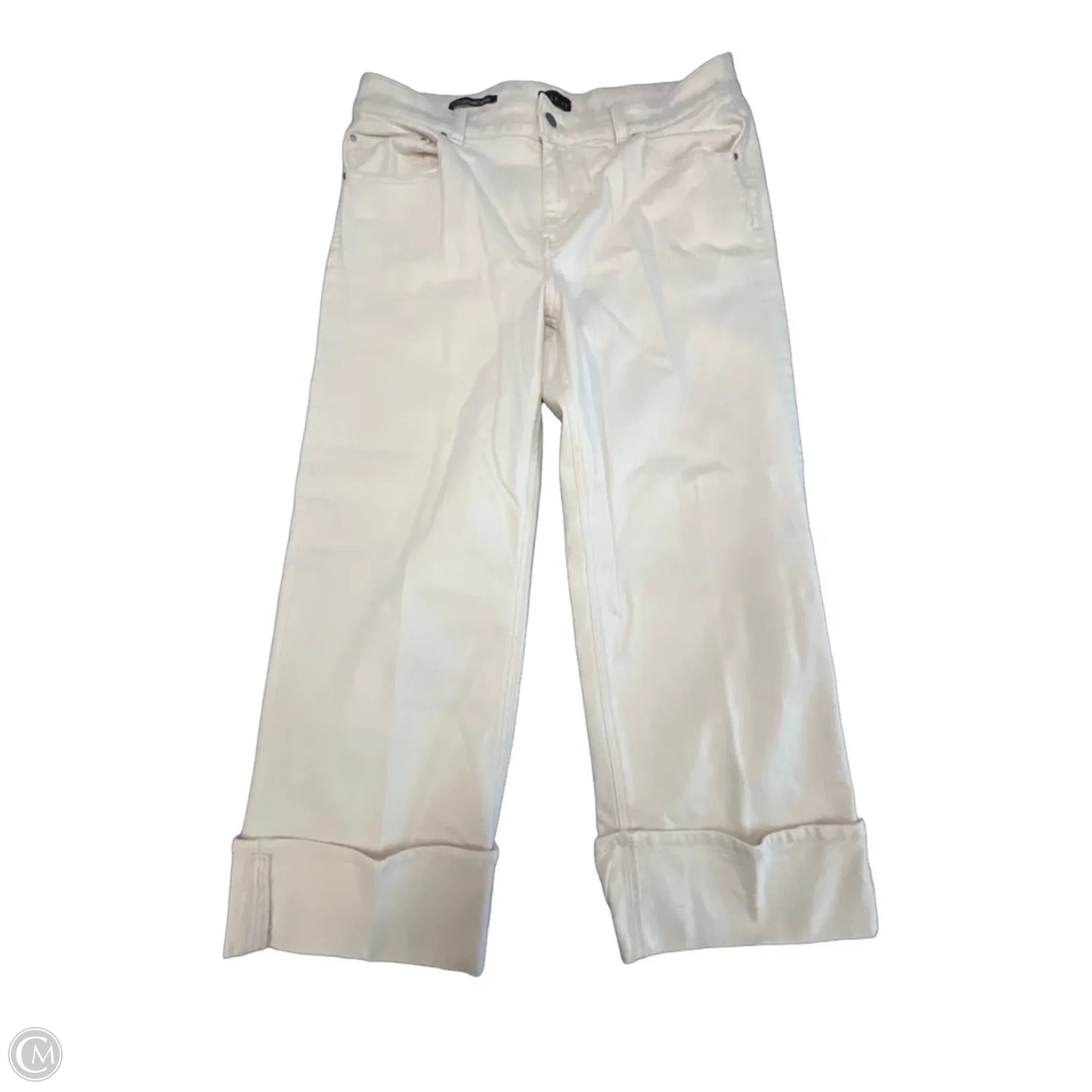 Jeans Straight By Talbots In Cream Denim, Size: 14