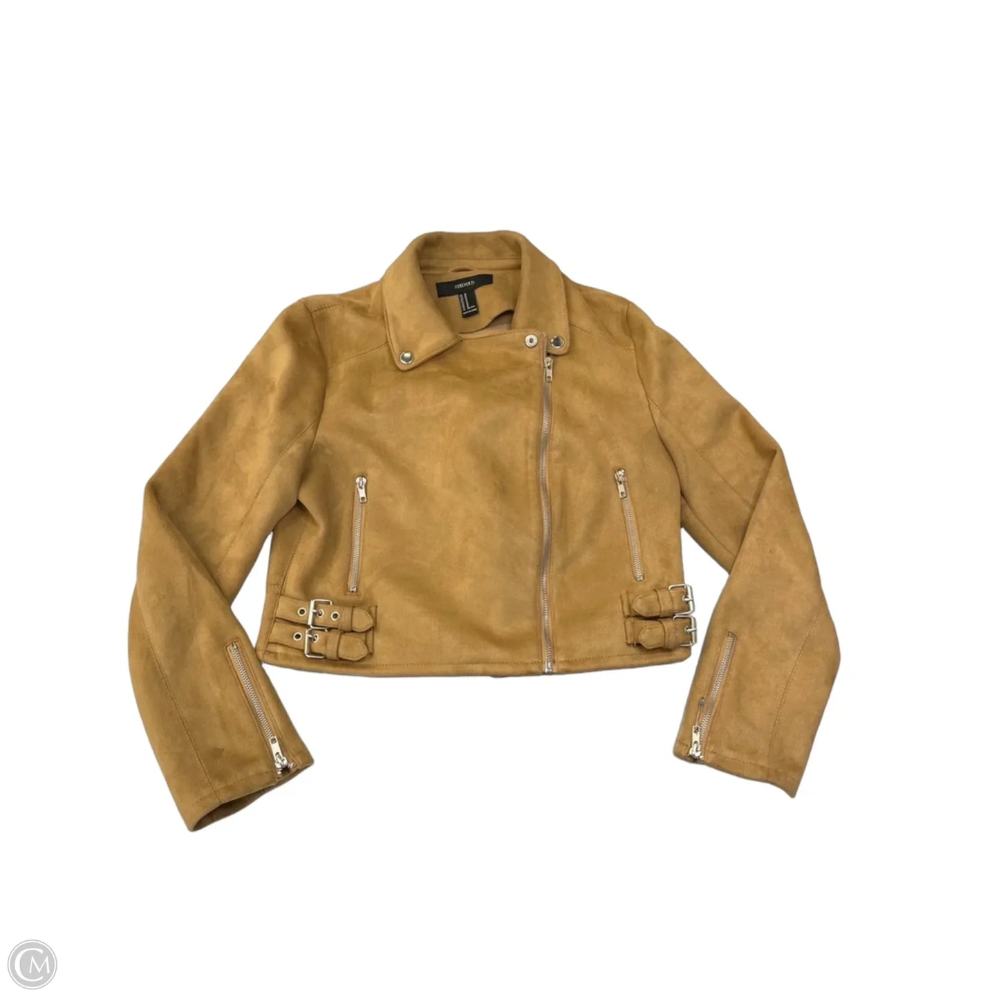 Jacket Moto By Forever 21 In Tan, Size: M