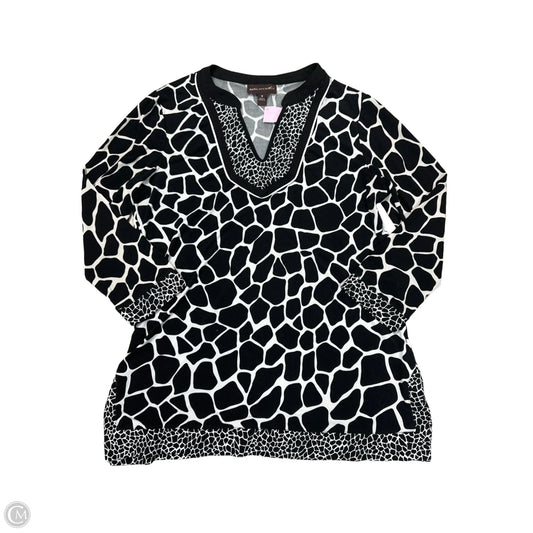 Top 3/4 Sleeve By Dana Buchman In Black & White, Size: M