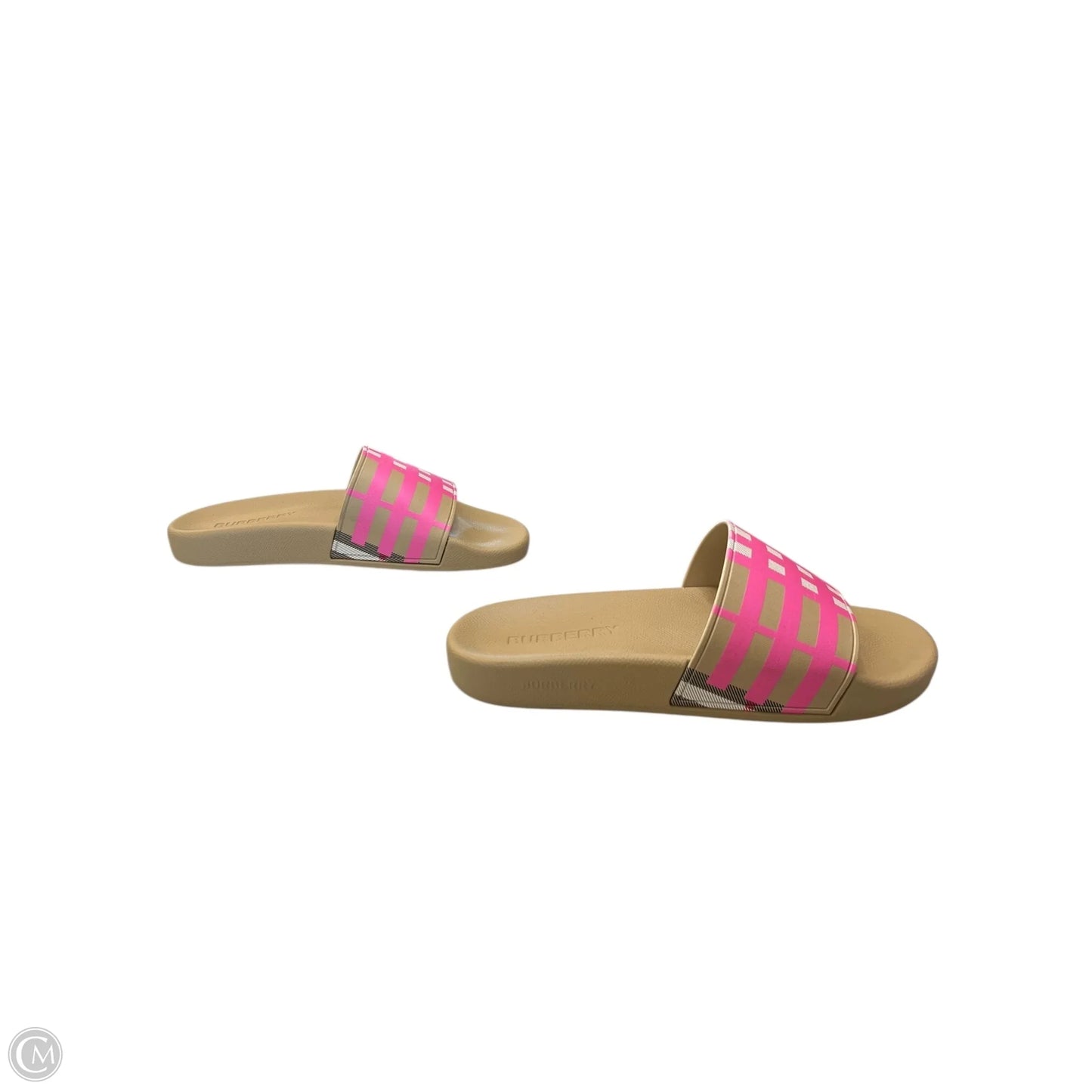 Sandals Luxury Designer By Burberry In Pink & Tan, Size: 9