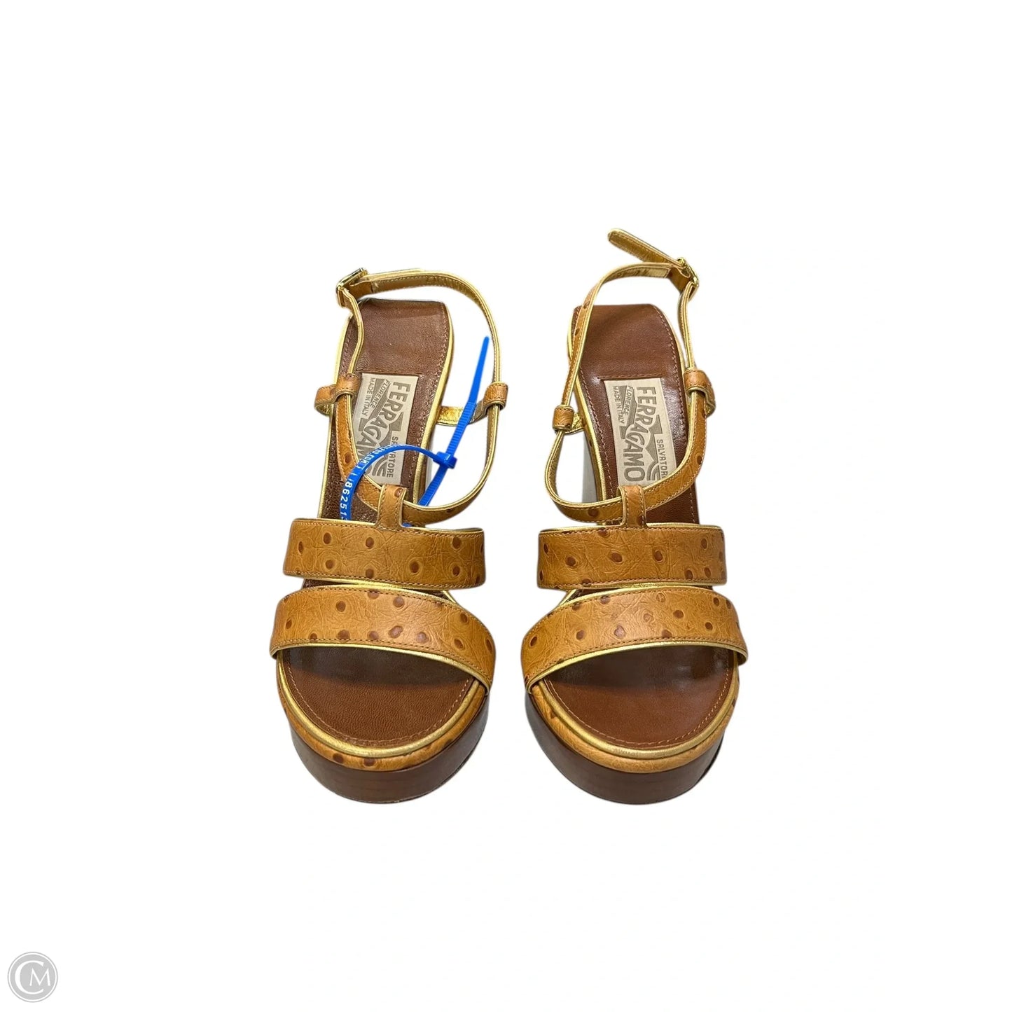 Sandals Luxury Designer By Ferragamo In Brown, Size: 5.5