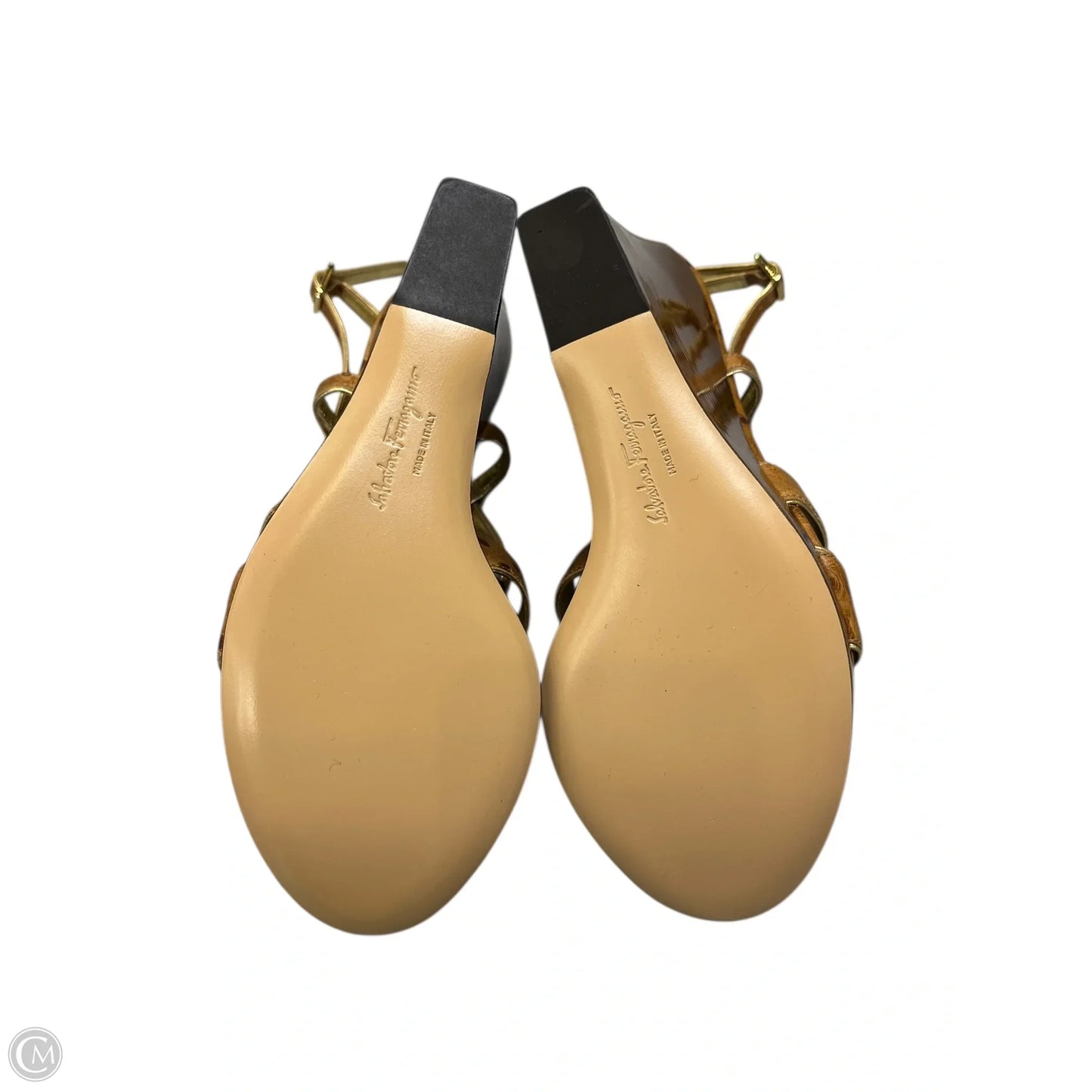 Sandals Luxury Designer By Ferragamo In Brown, Size: 5.5