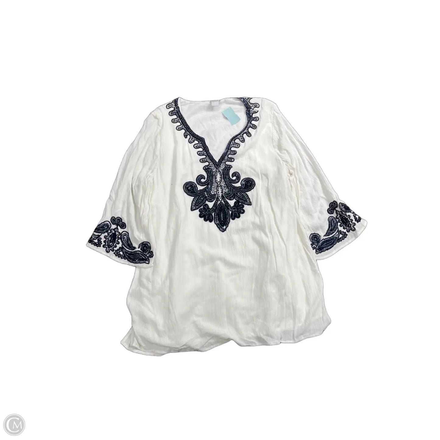 Blouse Long Sleeve By Chicos In White, Size: L