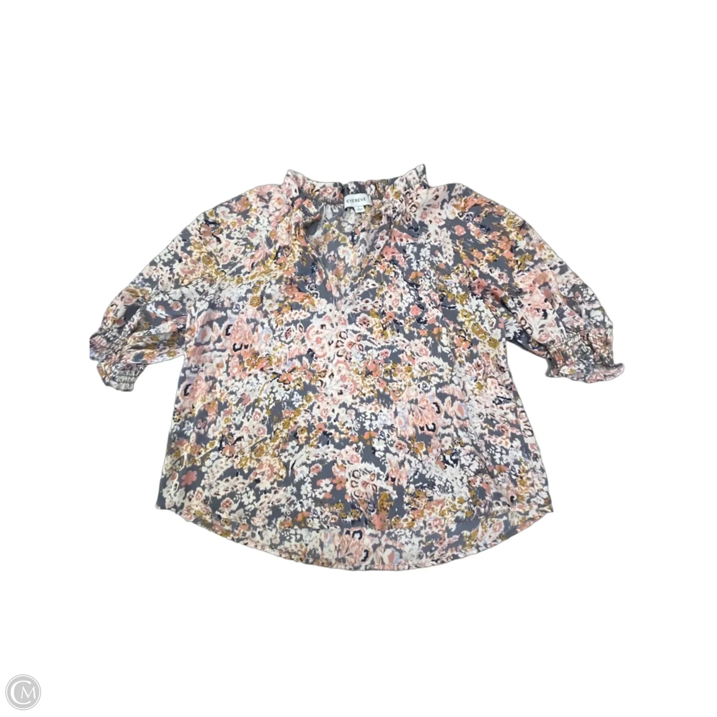 Blouse Short Sleeve By Evereve In Grey, Size: S