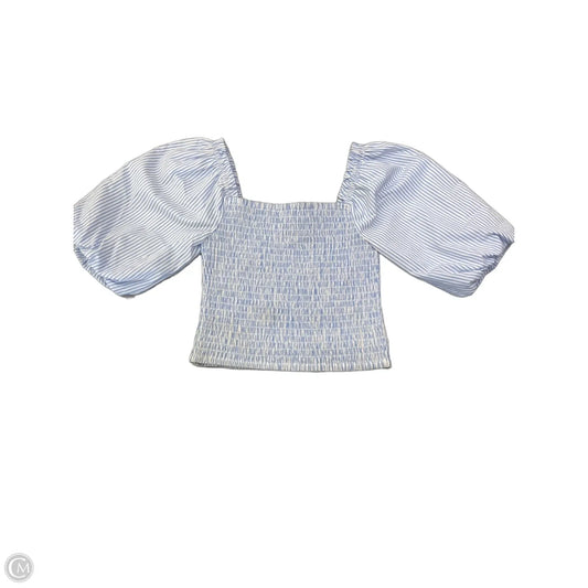 Blouse Short Sleeve By Steve Madden In Blue & White, Size: S