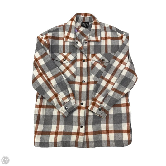 Jacket Shirt By Hfx In Grey & Orange, Size: S