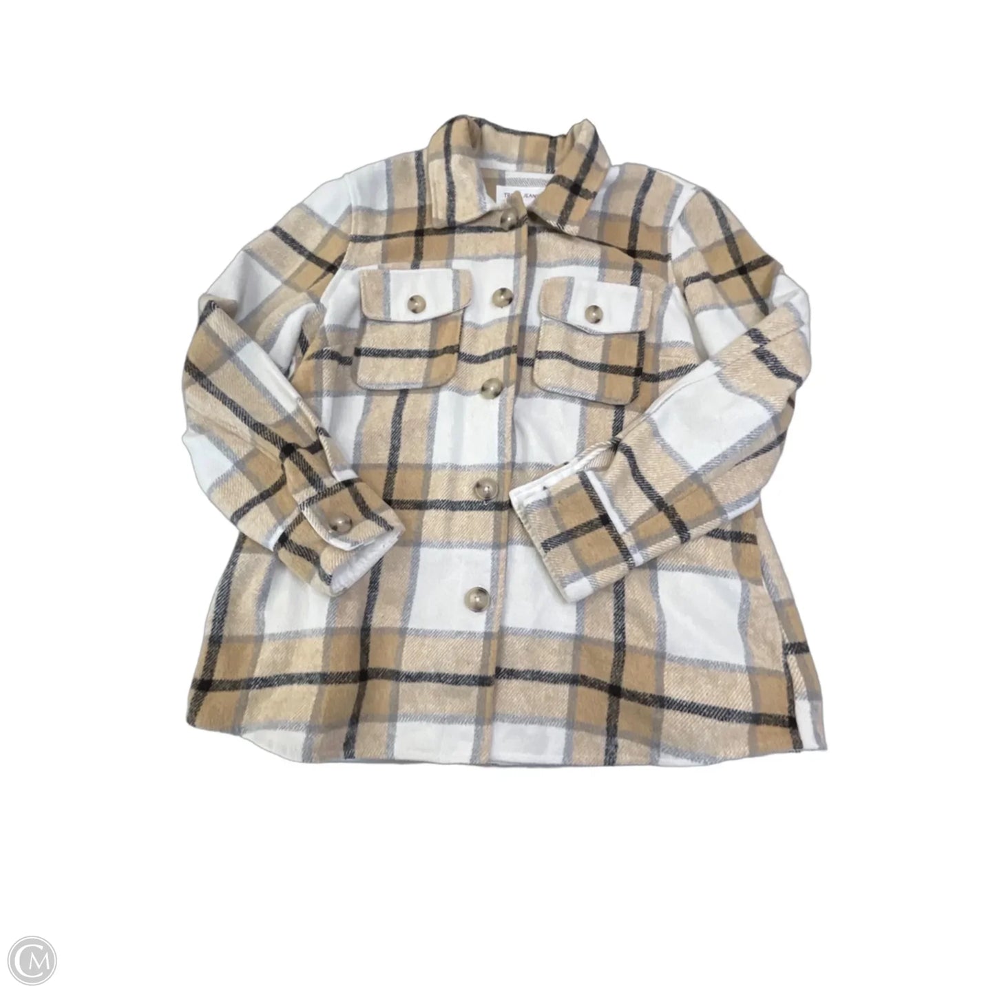 Jacket Shirt By Tribal In Tan, Size: L