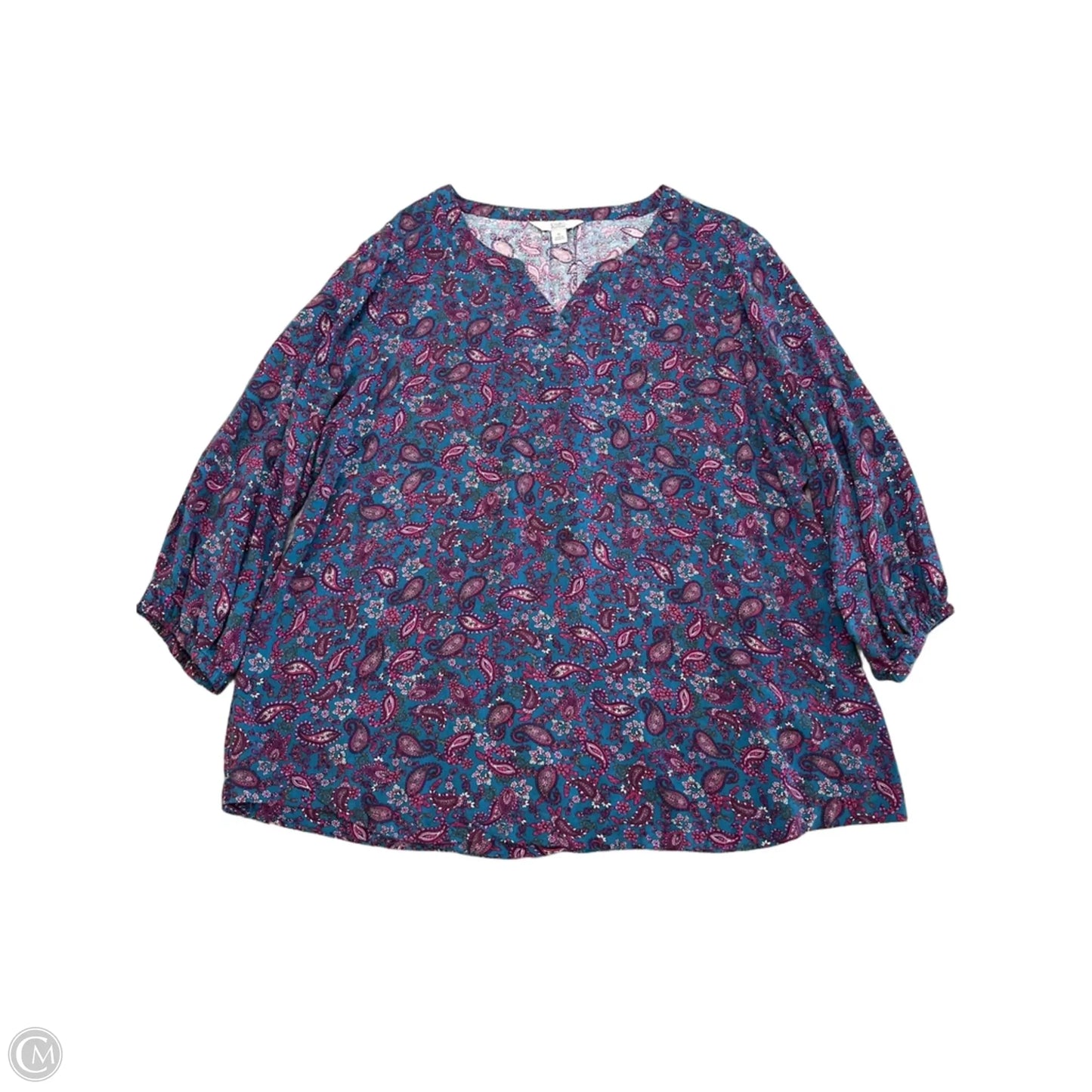 Top Long Sleeve By Croft And Barrow In Teal, Size: Xl