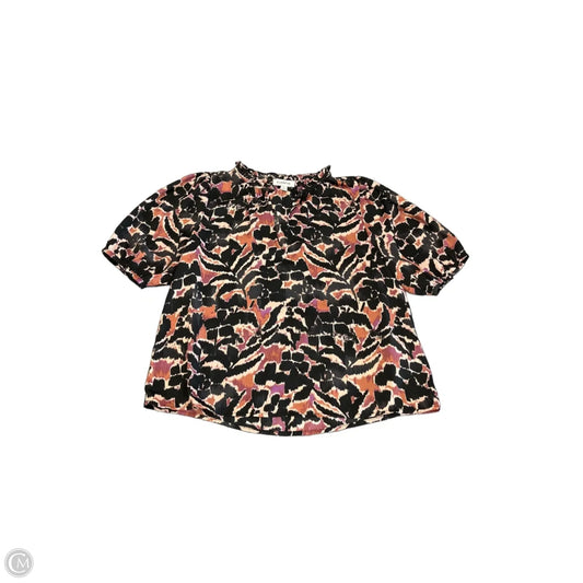 Blouse Short Sleeve By Evereve In Black & Pink, Size: S